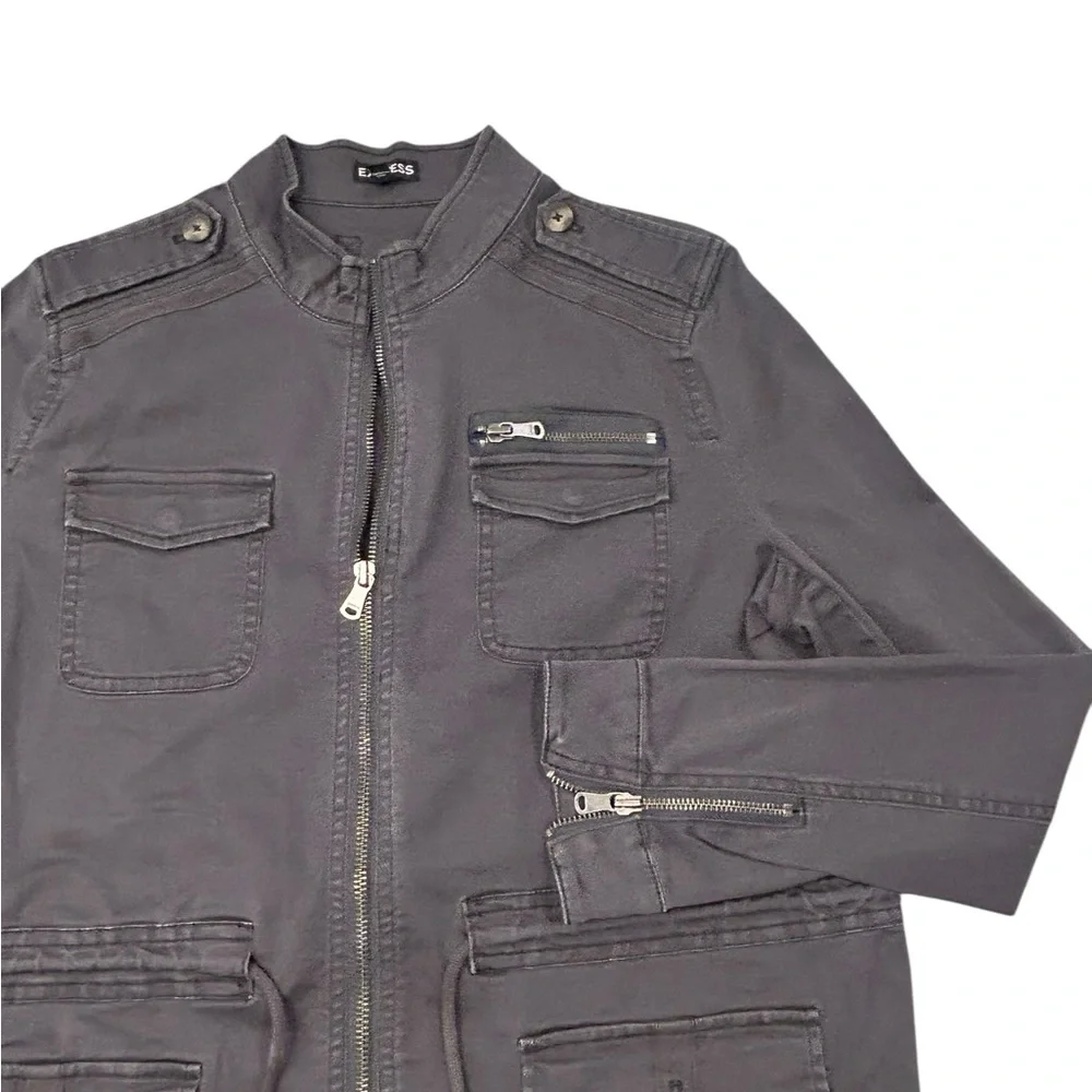 Express Women’s Field Utility‎ Jacket Multi Pocket Zippered Medium